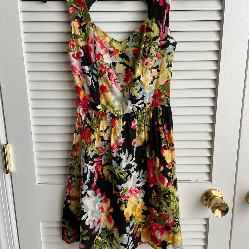 Delia's 0 Black Multicolored Floral Sun Dress